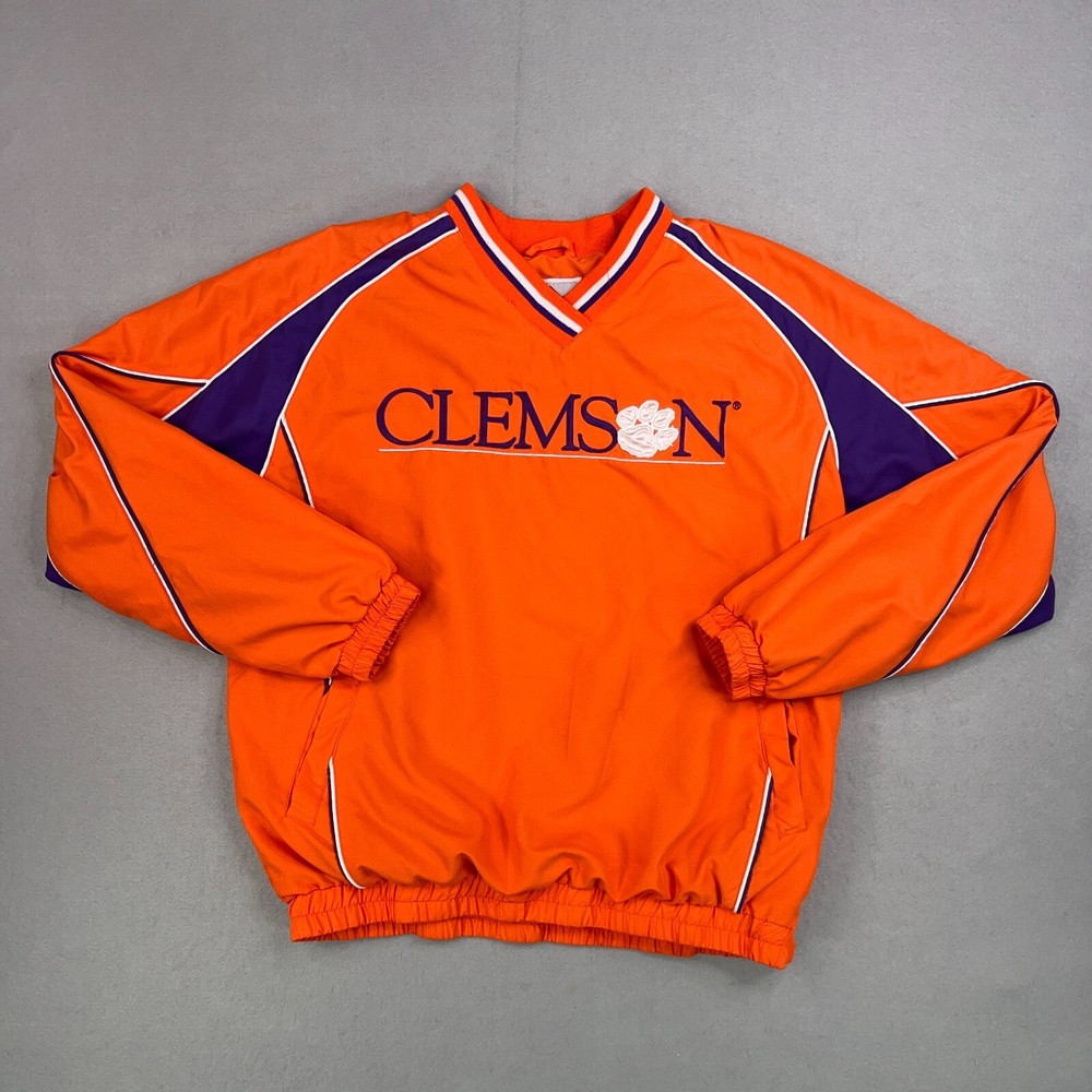 Clemson Tigers Jacket Mens Medium Orange Purple Windbreaker Pullover Sports NCAA