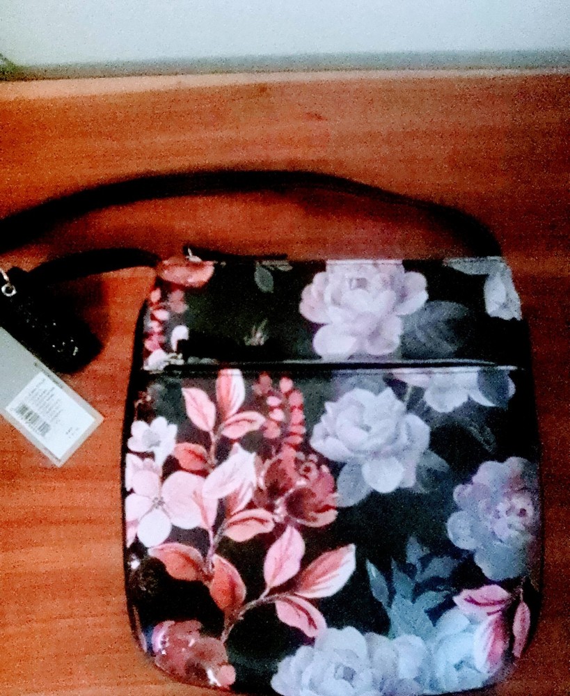 NWT- Kenneth Cole Reaction Mini Black Floral Crossbody Bag