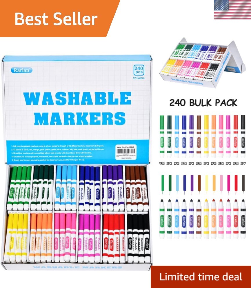 Washable Markers Bulk, Markers for Kids, Bulk pack, 12 Colors, 240 Count