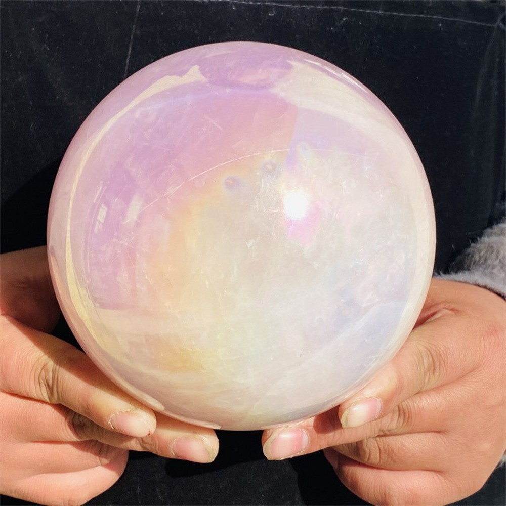 3640g Rose Crystal Ball Treasure electroplated Powder Reiki Healing Sphere