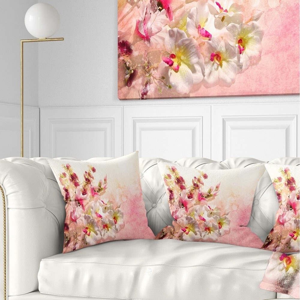 Designart 'Pink Bouquet of Flowers' Floral Throw Pillow