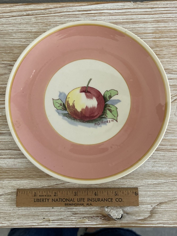 Syracuse China Old Ivory H.G. Aitken Signed Pink Apple Salad Plate