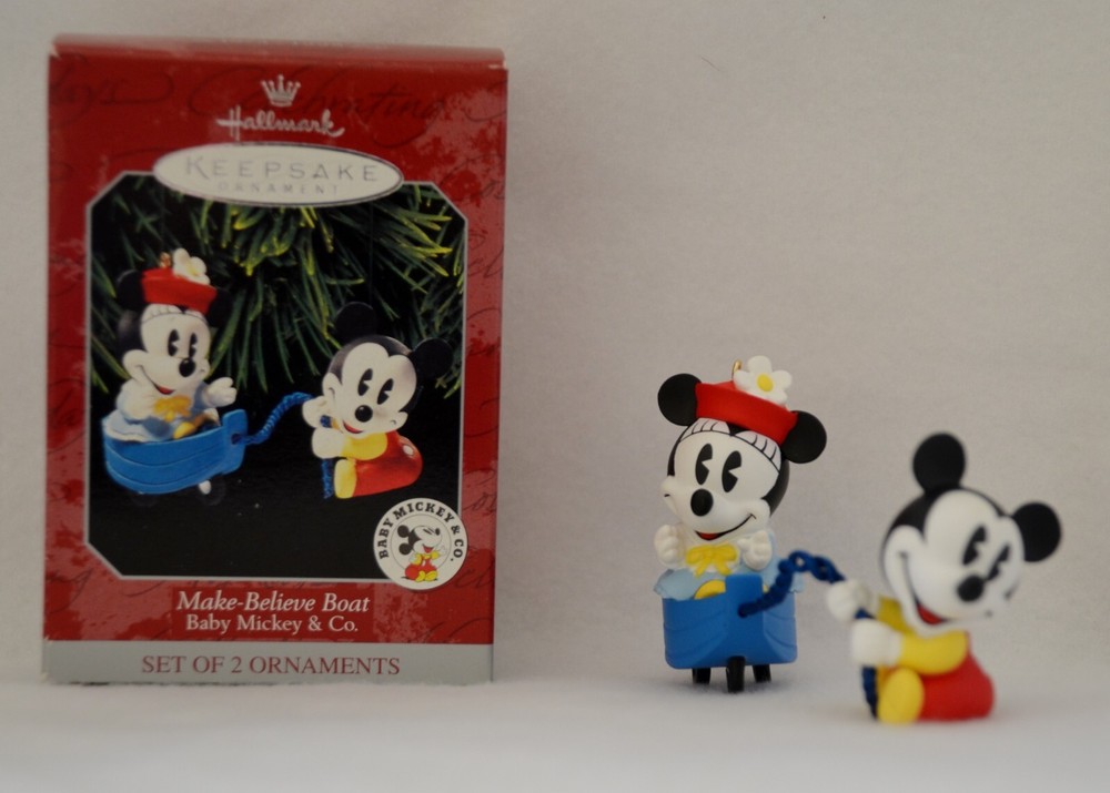 Hallmark Keepsake Ornament Baby Mickey & Minnie Make Believe Boat 1998