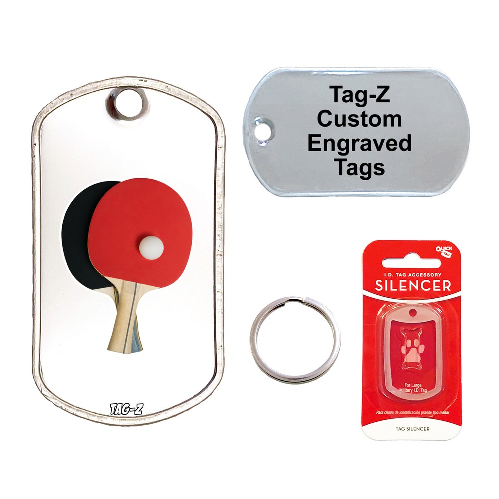 PING PONG - CUSTOMIZED - PET TAG - MILITARY Shape - Tag-Z Dog Tags