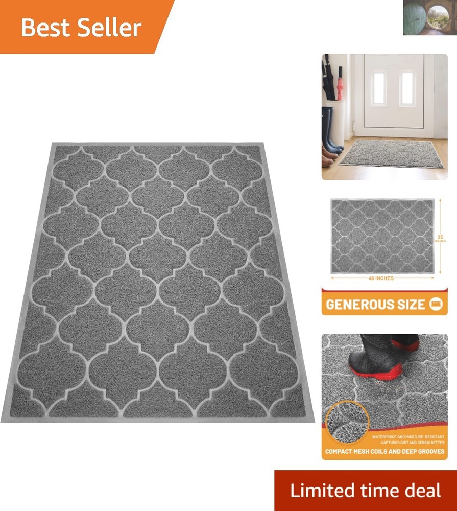 46x35 Grey Waterproof Doormat - Durable & Easy Clean for High Traffic Areas