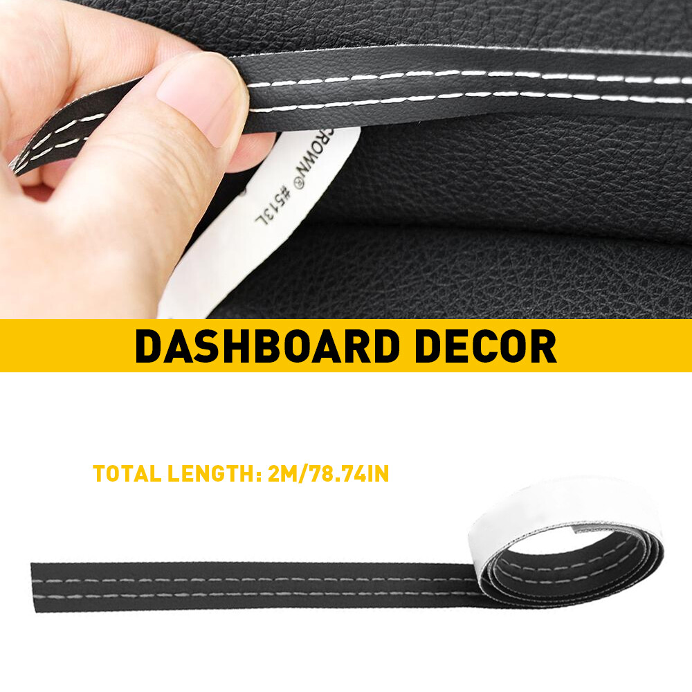 200CM PU Leather Car Dashboard Decor Line Strip Sticker Moulding Trim Decorative