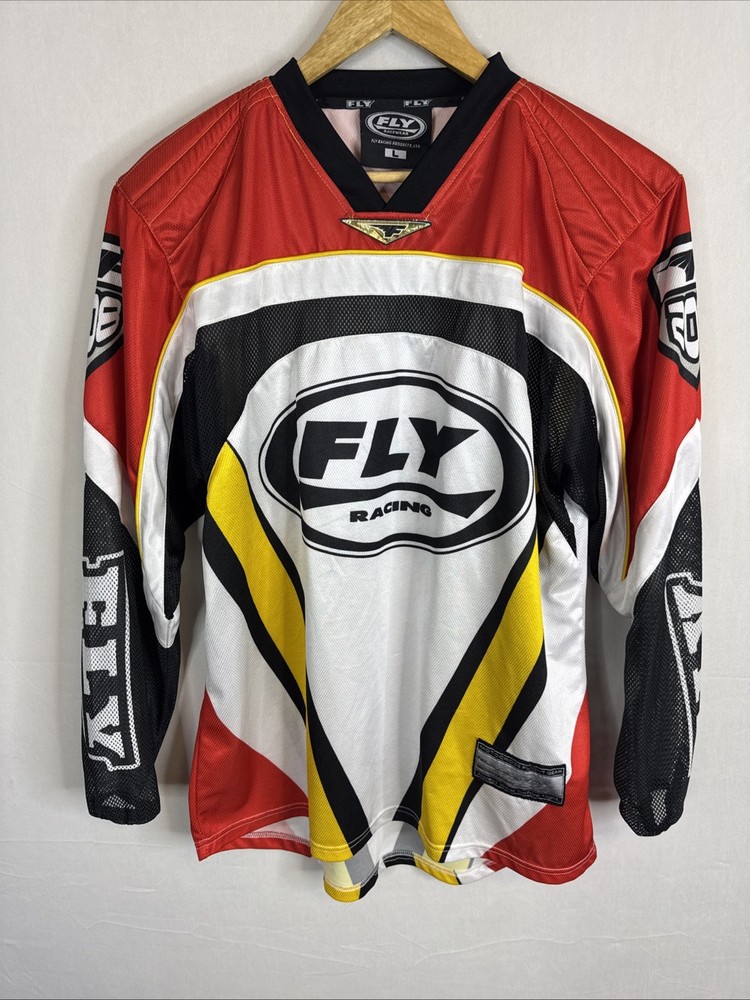 FLY Racewear Racing Motocross Jersey Men’s Large Red Black Yellow Model 206