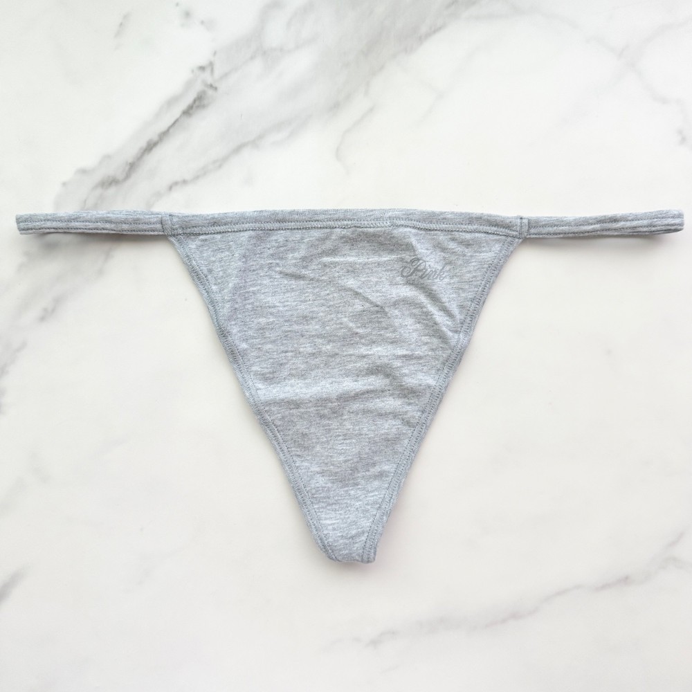 PINK Victoria's Secret Cotton Smooth V-String Panty Medium Heather Grey Size M/L