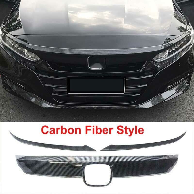 Carbon Fiber Style Front Hood Bumper Grille Cover For Honda Accord 2018-2020
