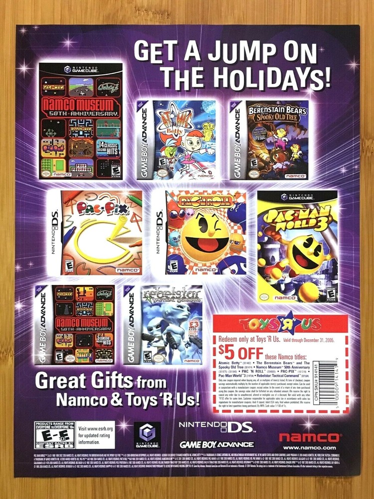2005 Namco Gamecube & GBA Games Print Ad/Poster TOYS R US Coupon Pac-Man Art!-image