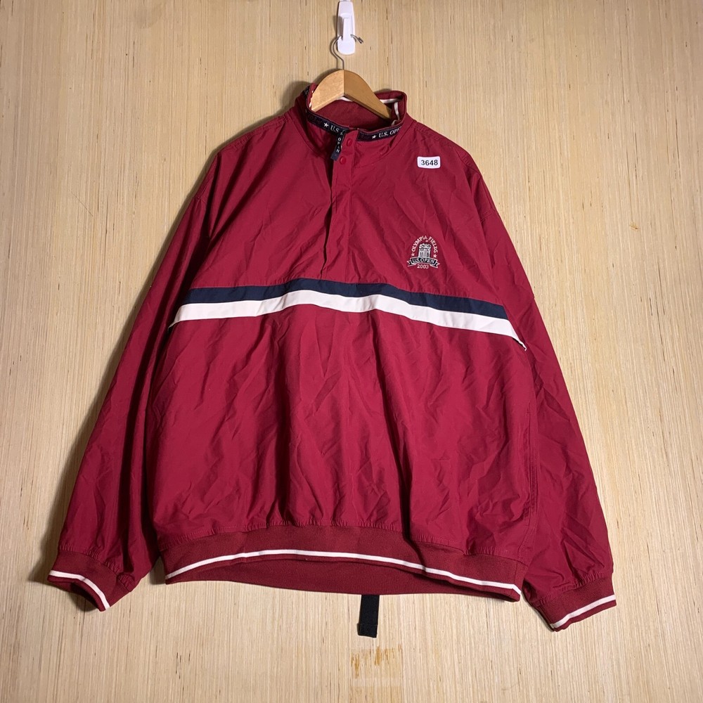 U.S. Open Windbreaker Jacket Adult 2XL Red Long Sleeve Men's 1/4 Zip Y2K