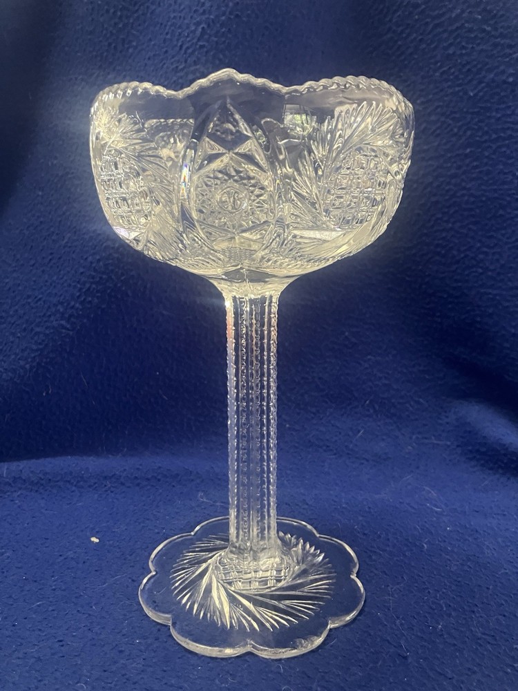 Antique McKee Glass Aztec Sunburst 8-inch Compote circa 1910