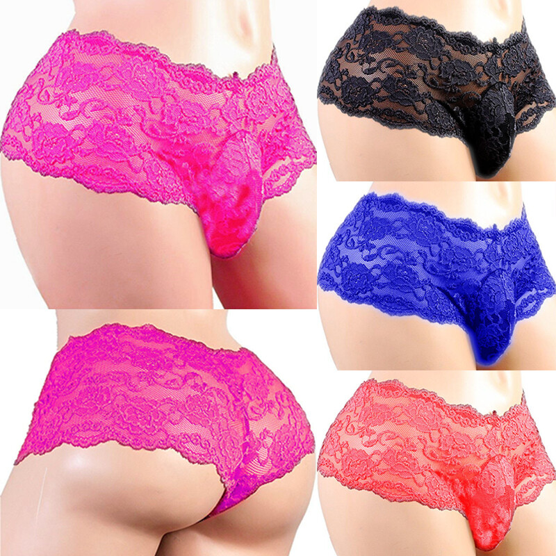 Men Lace Sexy Male Pouch Thong Panties G-String Briefs Sissy Underwear Lingerie