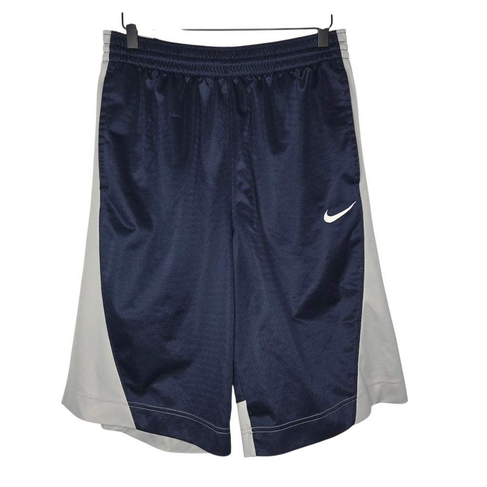 Nike Basketball Mens Vintage Navy Blue Gray Athletic Shorts Medium