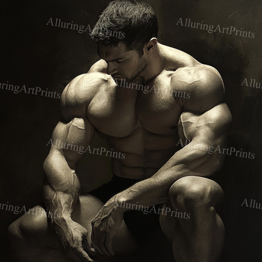Shirtless Male Model Photo Print Muscular Handsome Abs UU1160