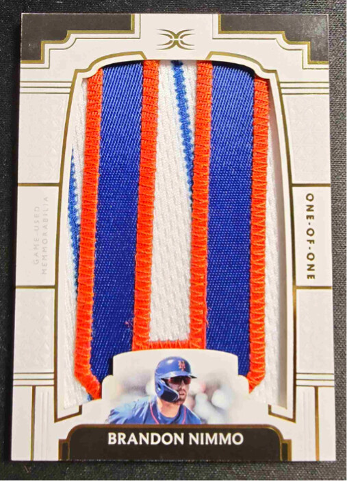 Brandon Nimmo 2024 Topps Definitive Collection Jumbo Relic 1/1 Game Used Memorabilia Card HD