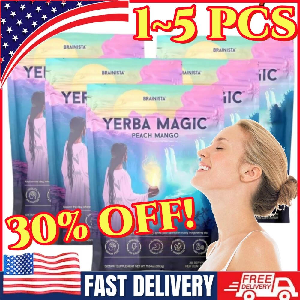 Yerba Magic Peach Mango 3-in-1 Instant Tea Powder with Probiotics and Energy Boost