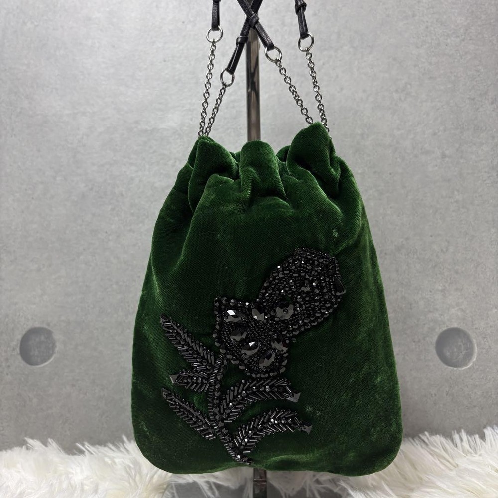 Prada Velour Chain Bead Drawstring Rare Luxury Handbag
