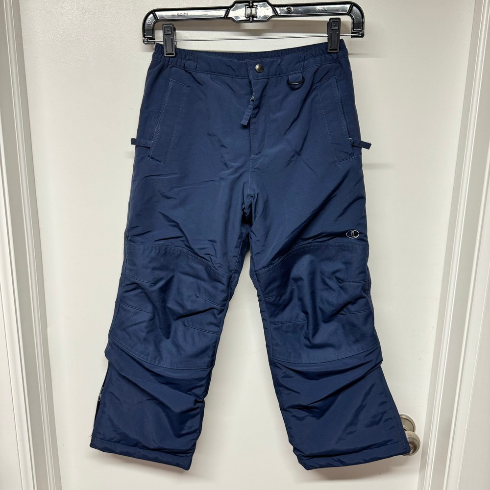 Lands End Kids Navy Blue Snow Pants Waterproof Ski Size 7 Reinforced Knees Seat