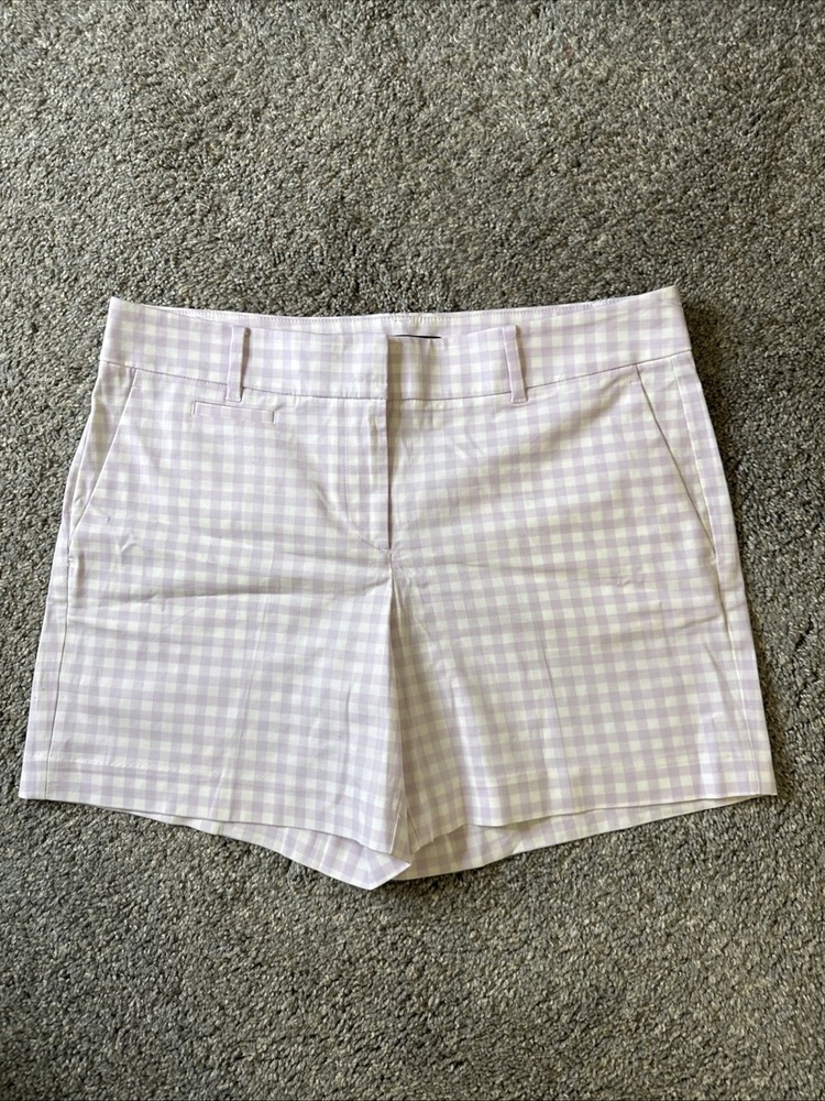 ANN TAYLOR Women’s Shorts Pink & White Gingham Mid-Rise Size 10