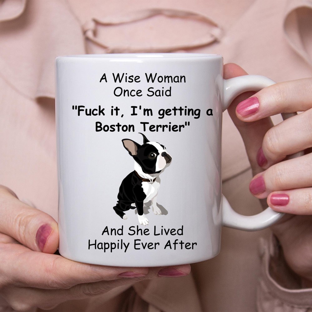 Funny Boston Terrier Coffee Mug Gift for Dog Lovers White Ceramic Cup