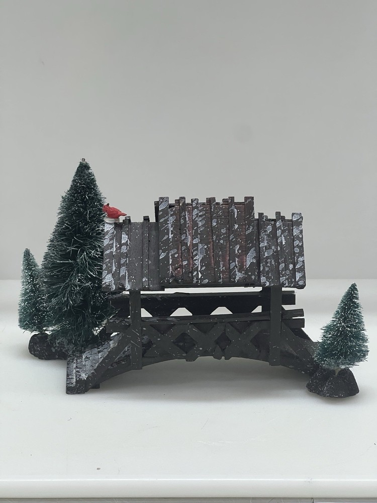 Lemax Wooden Bridge With Trees Village Collection Holiday Scene 2001