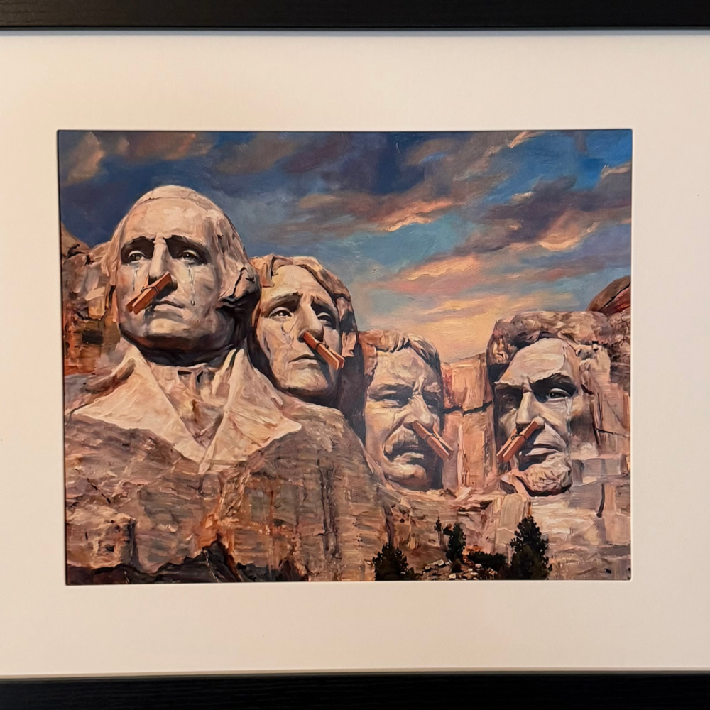 Funny Bathroom Sign Mt. Rushmore Unique Hilarious Framed 8x10 Print