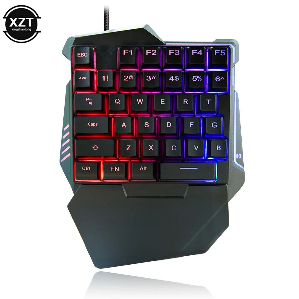 USB One-Handed Gaming Mechanical Keyboard Portable 35 Keys Mini Wired Keyboard