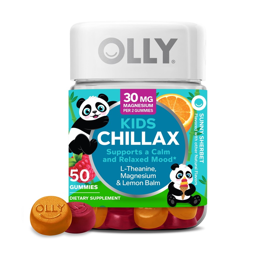 Chewable Supplement, L-Theanine, Magnesium, Sunny Sherbet Flavor, 50 Ct