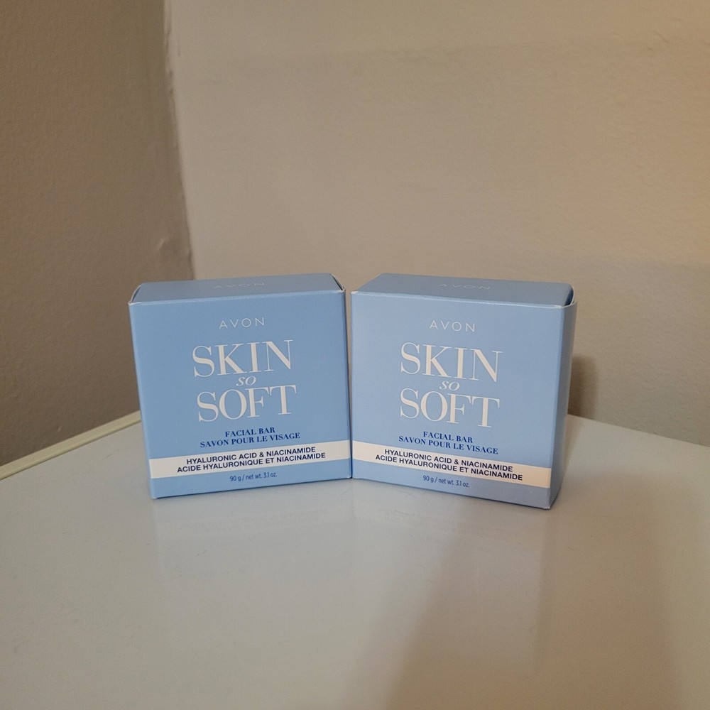 Avon Skin So Soft Facial Bar. Hyaluronic Acid & Niacinamide. 3.1 oz. Lot Of 2.