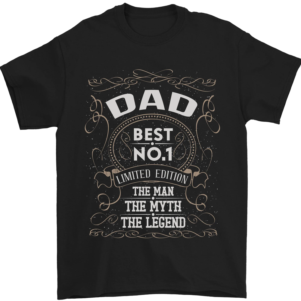 Fathers Day No 1 Dad Man Myth Legend Funny Mens T-Shirt 100% Cotton-image