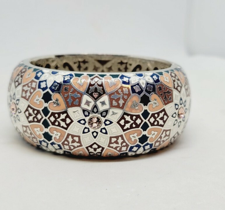 Brighton Zahra Love Hinged Enamel Statement Chunky Wide Bangle