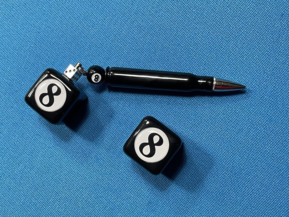 30-06 Powder Coated Bullet Billiard Pool Black 8-Ball Pocket Chalker + Chalker