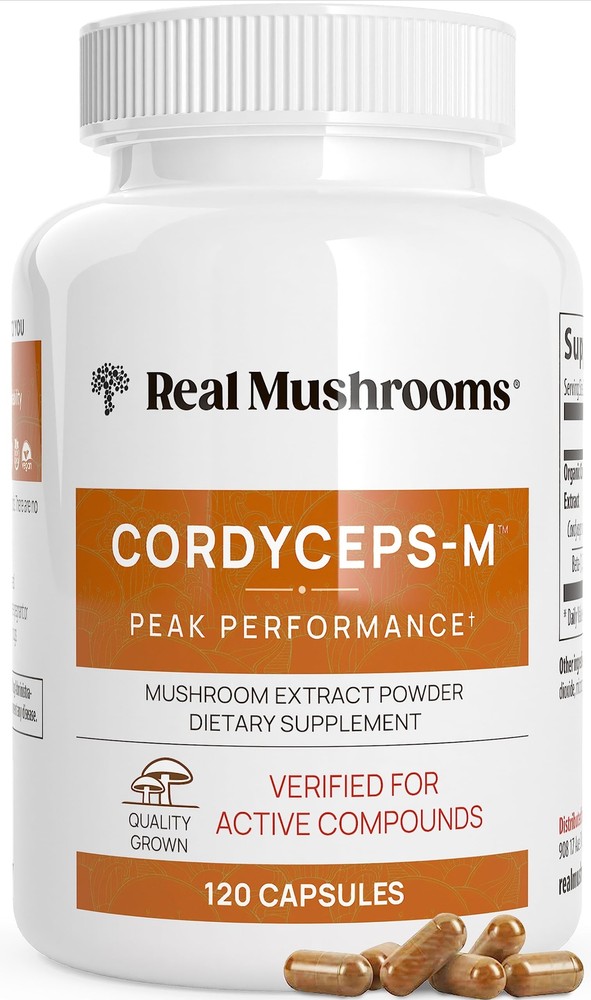 Cordyceps Capsules - Performance Mushroom Extract Supplement with Organic Mil...