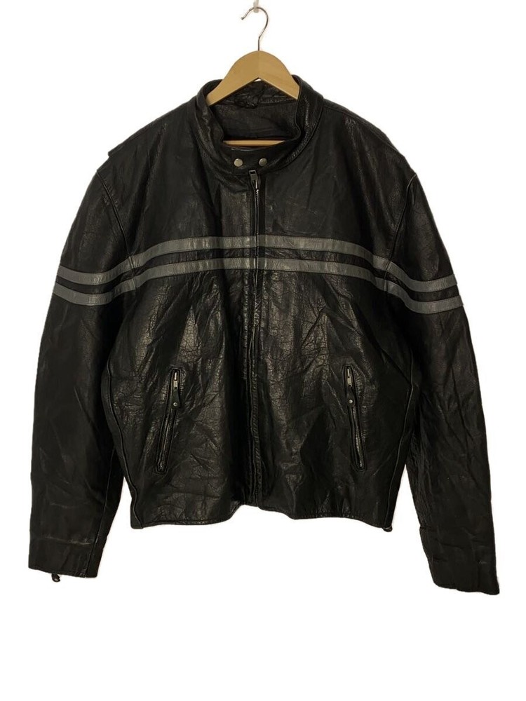 Men's Black Plain Leather Single Rider Jacket 1256