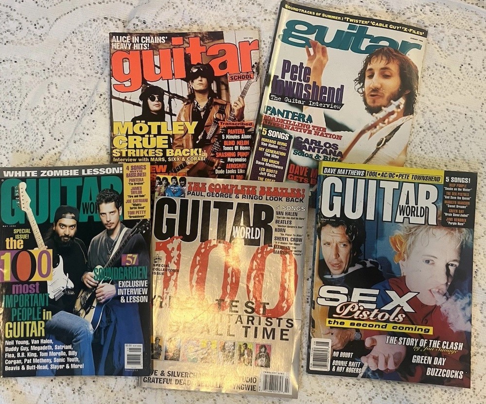 Vintage Guitar World Magazine Lot of 6 Issues - Sex Pistols Soundgarden 1992 Lessons