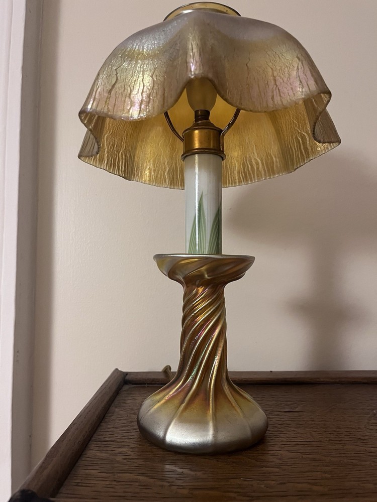1915 Louis Comfort Tiffany Art Glass Candlestick Lamp Working Signed