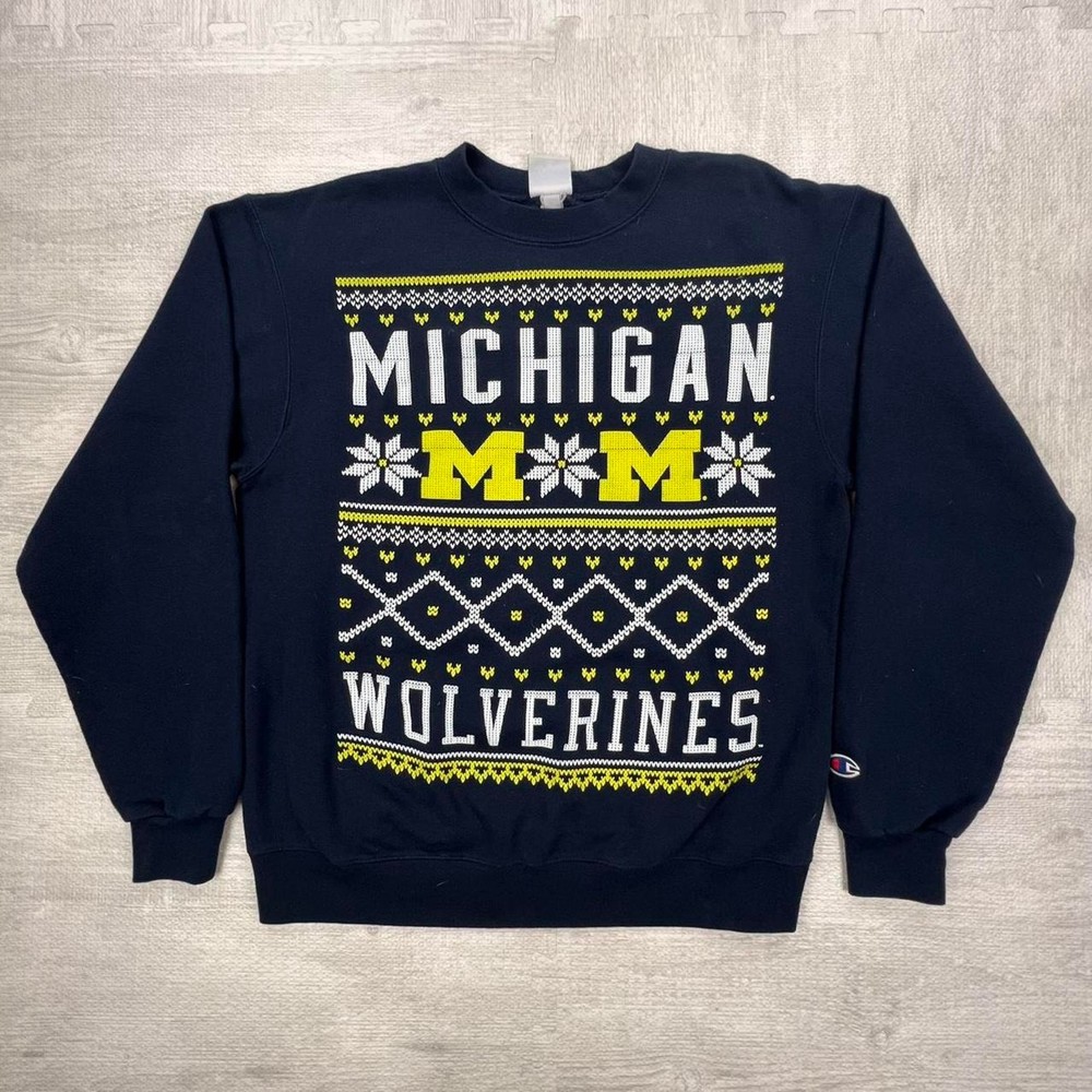 Vintage 90s Michigan Wolverines Sweatshirt Size: Medium Blue Yellow NCAA college
