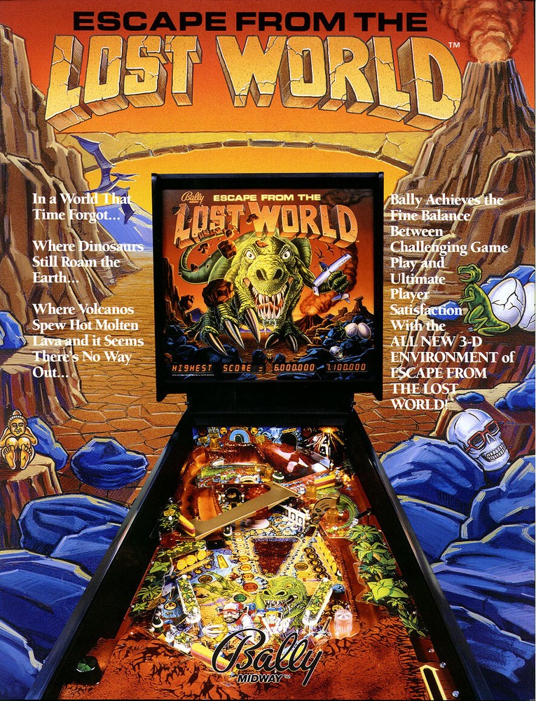 Escape From The Lost World Pinball FLYER Dinosaurs Fantasy Original 1988