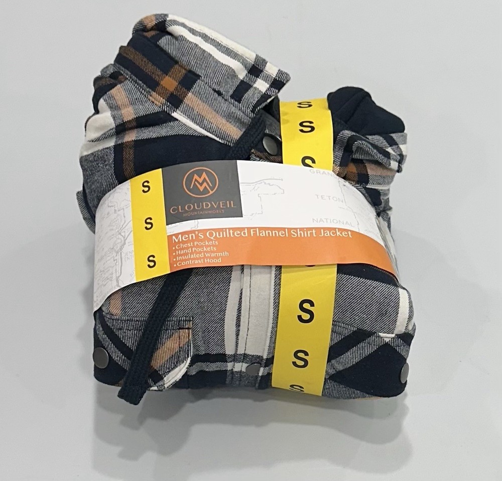 Cloudveil Men's Quilted Flannel Shirt Jacket, Blue, Size S