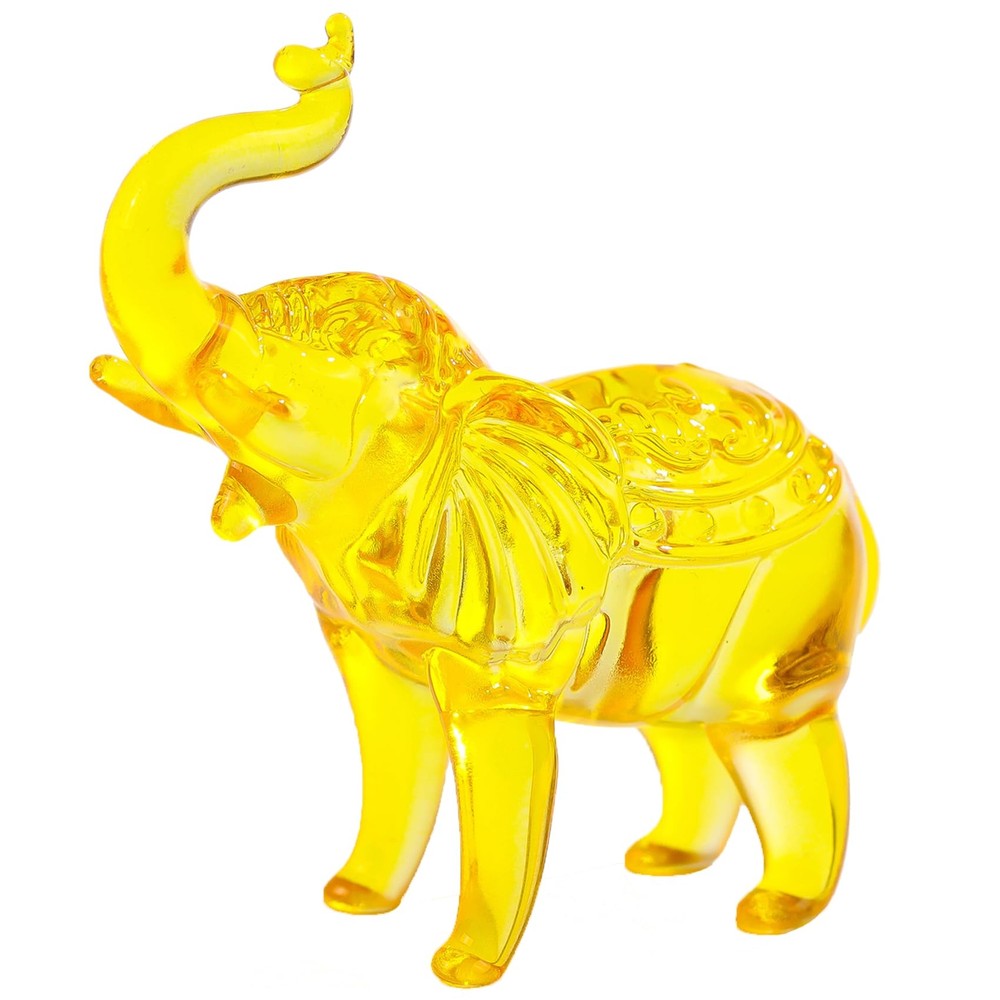 Crystal Yellow Elephants Figurines Glass Decor Animal Figurines, Elephant Gif...