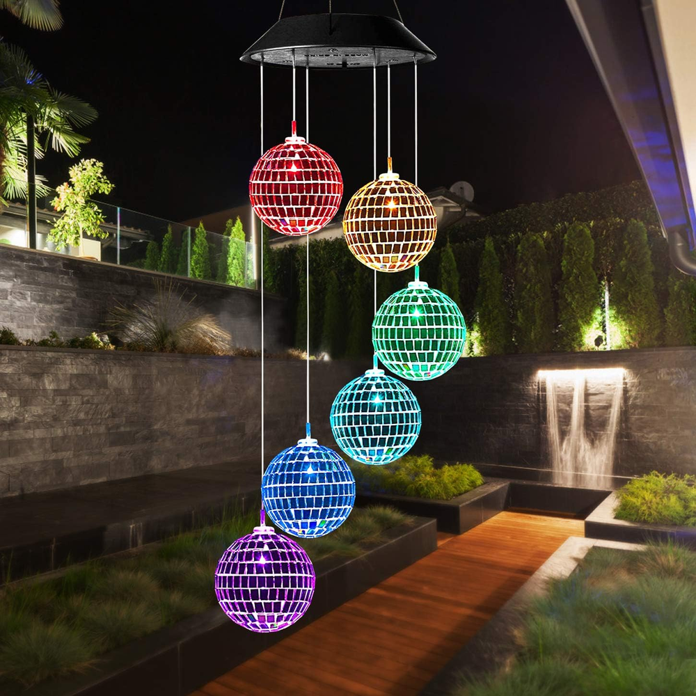 Solar-Powered LED Color-Changing Wind Chime with Mobile Hanging Light for Birthday Gifts