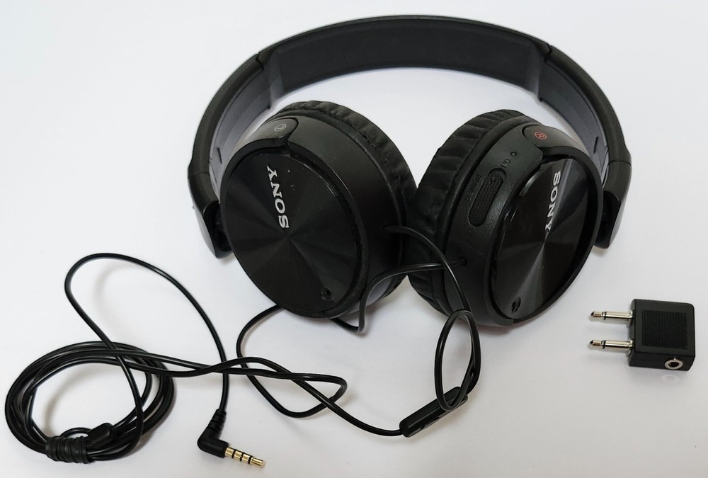 Sony Noise Cancelling Headphones Wired MDR-ZX110 Black Tested W/ Battery