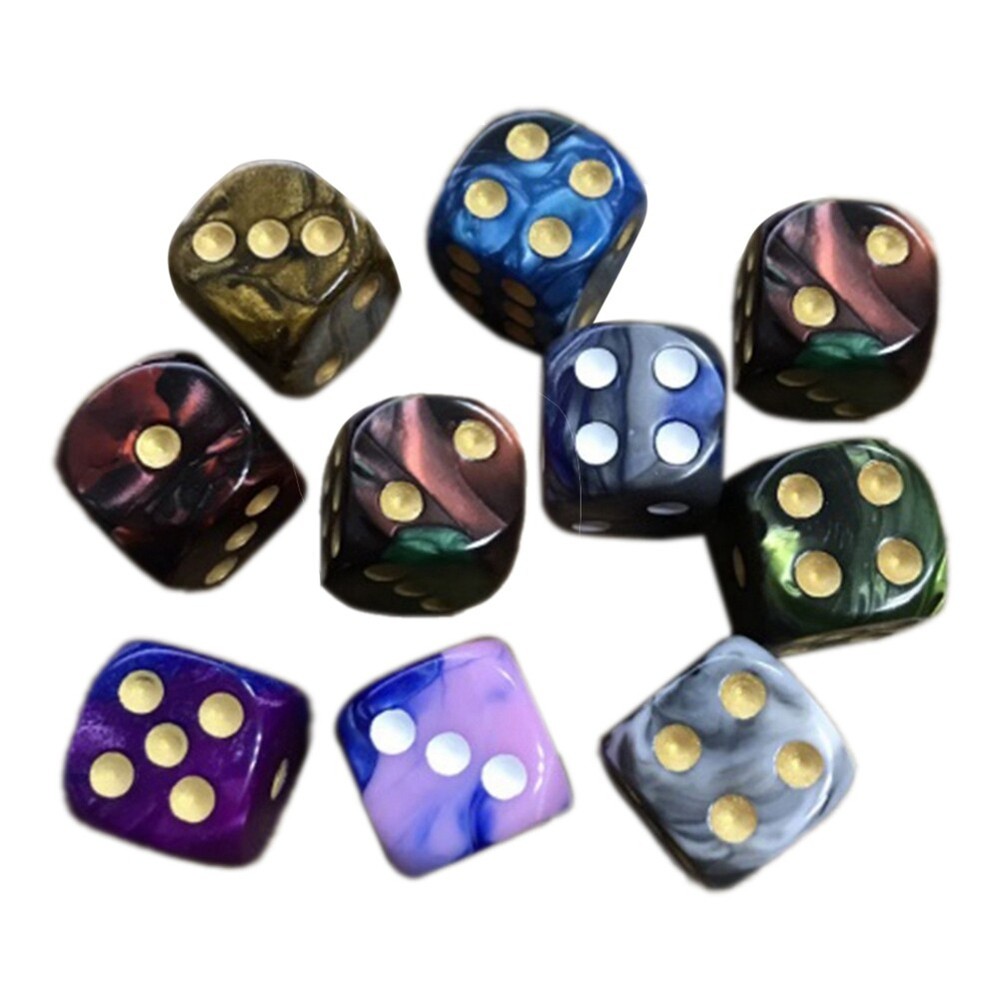 10Pcs Random Color 16MM D6 Dice Set Standard Acrylic Dice for Role Playing4700