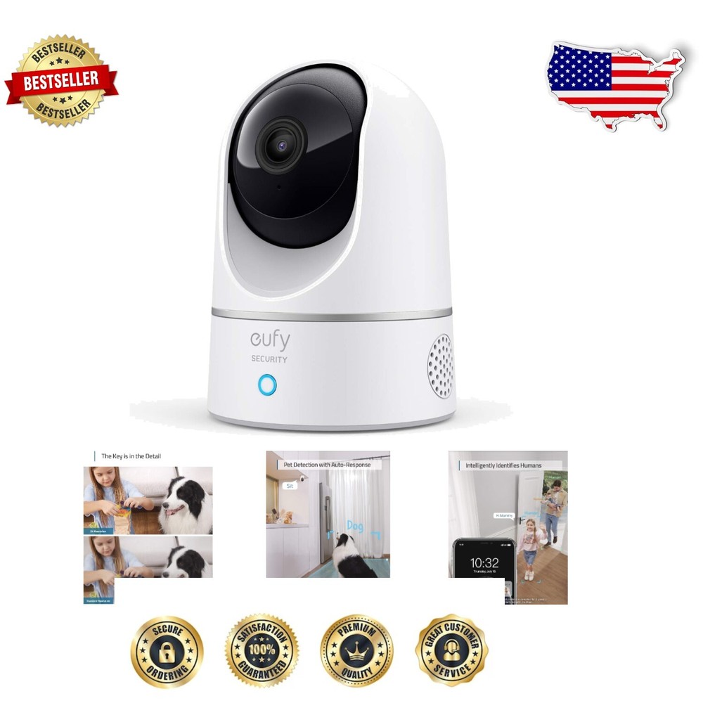 Pan Tilt Indoor Security Camera with Two-Way Audio and Motion Alerts