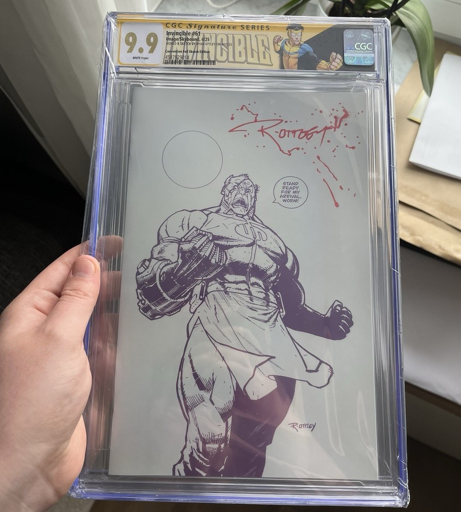 CGC 9.9 Invincible #61 Convention Foil Sketch SIGNED by Ottley 1st App Conquest