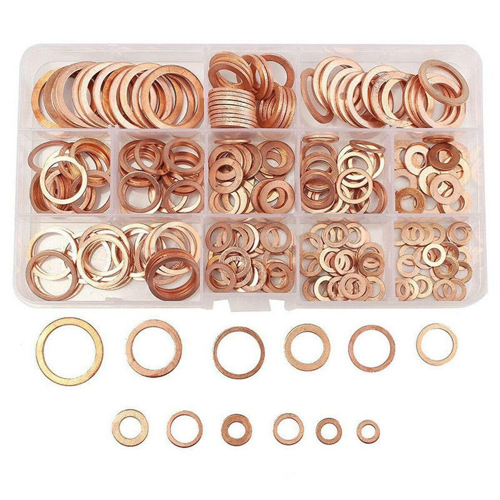 280pcs Solid Copper Washer Seal Flat Ring Fit For Sump Plug Hydraulic Fittings