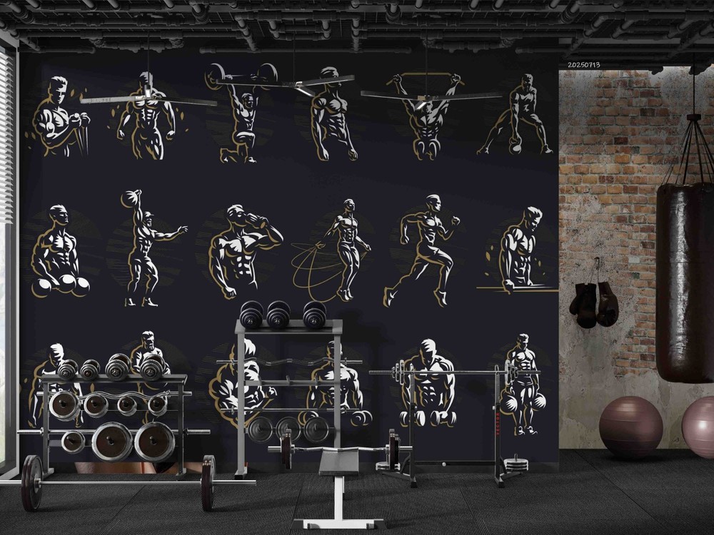 3D Gym Fitness Action Photo Gallery Wall Murals Wallpaper Murals Wall Sticker