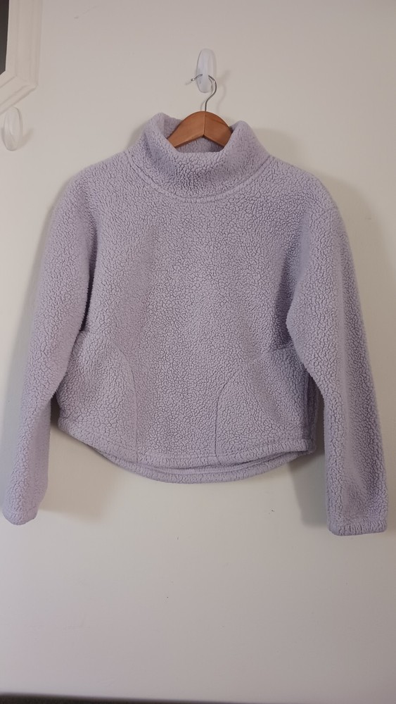 All In Motion Womens Cozy Lavender Sweatshirt Long Sleeve Cowl Neck Pockets Size SM