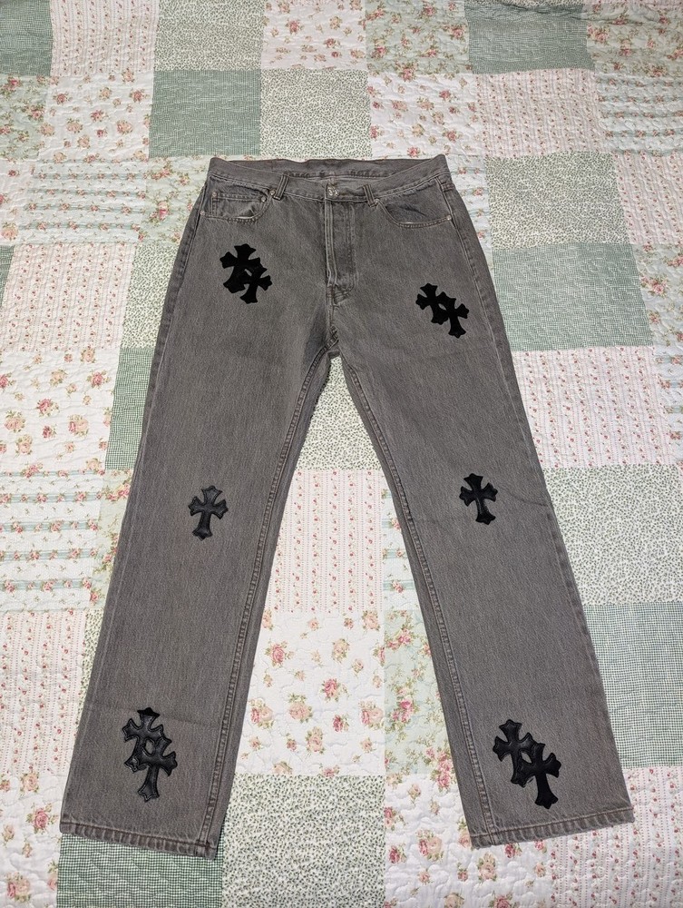 Chrome Hearts Grey Cross Patch Denim Jeans